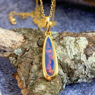 Gold Plated silver Opal doublet 28x6mm pendant - Masterpiece Jewellery Opal & Gems Sydney Australia | Online Shop