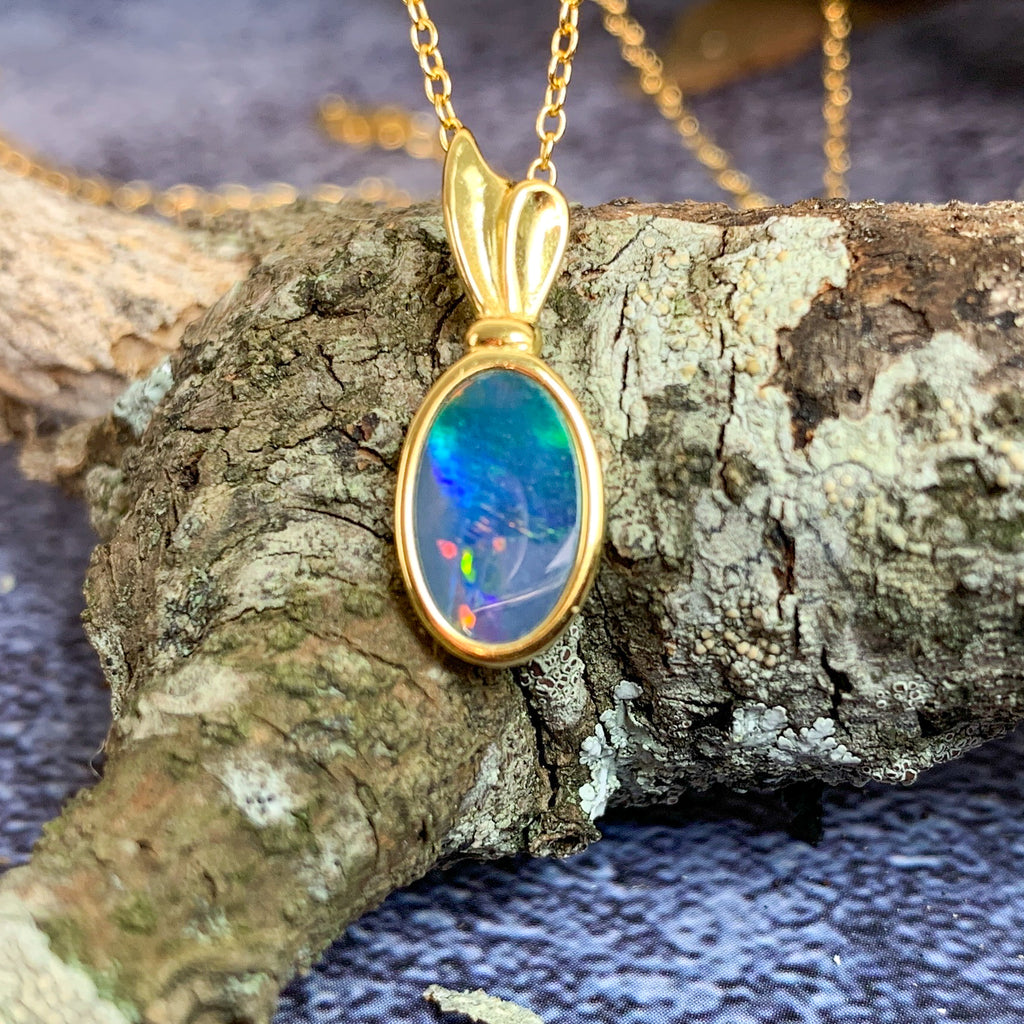 Gold Plated Silver Opal doublet 20.5x7.4mm pendant - Masterpiece Jewellery Opal & Gems Sydney Australia | Online Shop
