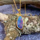 Gold Plated Silver Opal doublet 23.2x8mm pendant - Masterpiece Jewellery Opal & Gems Sydney Australia | Online Shop