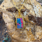 Gold plated Silver Opal rectangular 21x8mm pendant - Masterpiece Jewellery Opal & Gems Sydney Australia | Online Shop