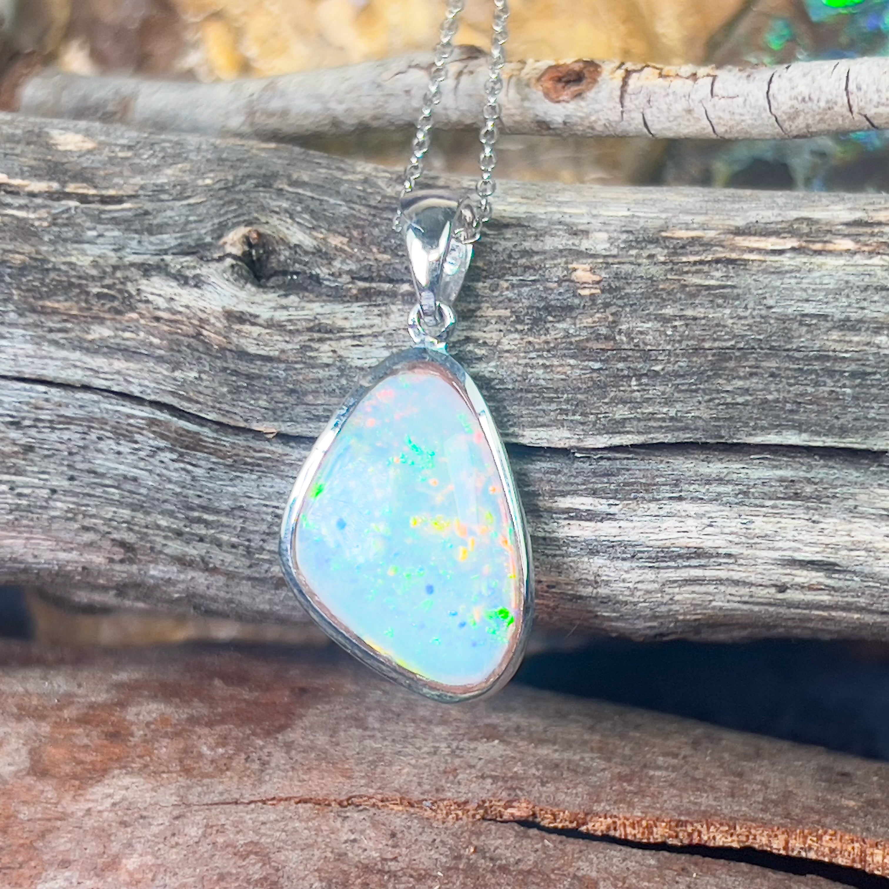 Oval Opal & Diamond Pendant Necklace - Desires by Mikolay