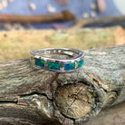 Sterling Silver Opal inlay wave band - Masterpiece Jewellery Opal & Gems Sydney Australia | Online Shop