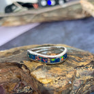 Sterling Silver Opal inlay wave band - Masterpiece Jewellery Opal & Gems Sydney Australia | Online Shop