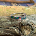 Sterling Silver Opal inlay wave band - Masterpiece Jewellery Opal & Gems Sydney Australia | Online Shop