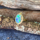 18kt Yellow Gold Black Opal 4ct Green Blue and diamond ring - Masterpiece Jewellery Opal & Gems Sydney Australia | Online Shop