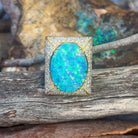 18kt Yellow Gold Boulder Opal 18.13ct and 2.13ct Diamond designer cluster ring - Masterpiece Jewellery Opal & Gems Sydney Australia | Online Shop