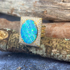 18kt Yellow Gold Boulder Opal 18.13ct and 2.13ct Diamond designer cluster ring - Masterpiece Jewellery Opal & Gems Sydney Australia | Online Shop