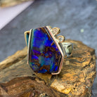 Sterling Silver and 9k Yellow Gold Boulder Opal ring - Masterpiece Jewellery Opal & Gems Sydney Australia | Online Shop