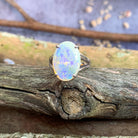 9kt White Gold split shank solitaire ring with 4.8ct Light Opal - Masterpiece Jewellery Opal & Gems Sydney Australia | Online Shop