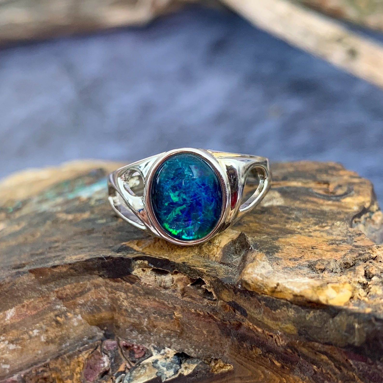 Sterling Silver Opal triplet Pattern ring - Masterpiece Jewellery Opal & Gems Sydney Australia | Online Shop