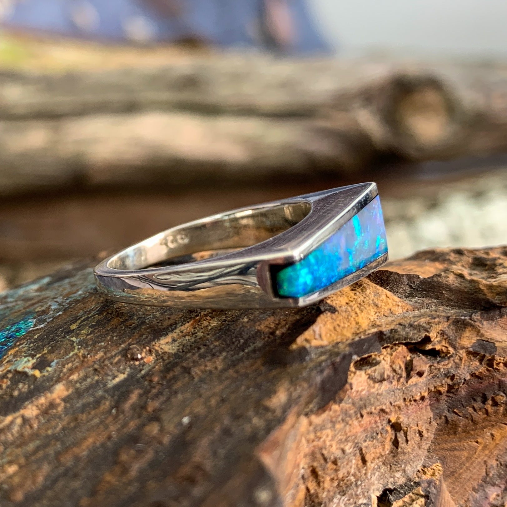 Channel set opal ring sale