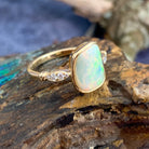 14kt Yellow Gold Light Opal and Diamond ring - Masterpiece Jewellery Opal & Gems Sydney Australia | Online Shop