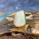 14kt Yellow Gold Light Opal and Diamond ring - Masterpiece Jewellery Opal & Gems Sydney Australia | Online Shop