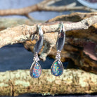 Sterling Silver bezel set dangling hook pearshape Opal triplet earrings - Masterpiece Jewellery Opal & Gems Sydney Australia | Online Shop