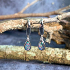 Sterling Silver bezel set dangling hook pearshape Opal triplet earrings - Masterpiece Jewellery Opal & Gems Sydney Australia | Online Shop