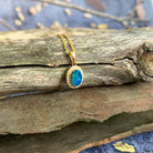 One 14kt Yellow Gold Oval Opal doublet halo pendant - Masterpiece Jewellery Opal & Gems Sydney Australia | Online Shop