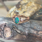 Rose Gold plated Sterling Silver broad Opal triplet 8x6mm solitaire domed ring - Masterpiece Jewellery Opal & Gems Sydney Australia | Online Shop