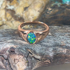 Rose Gold plated Sterling Silver broad Opal triplet 8x6mm solitaire domed ring - Masterpiece Jewellery Opal & Gems Sydney Australia | Online Shop