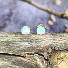 One pair of 9kt Yellow Gold 5mm Round Crystal Opal studs - Masterpiece Jewellery Opal & Gems Sydney Australia | Online Shop