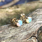 One pair of 9kt Yellow Gold 5mm Round Crystal Opal studs - Masterpiece Jewellery Opal & Gems Sydney Australia | Online Shop