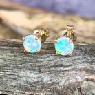 One pair of 9kt Yellow Gold 5mm Round Crystal Opal studs - Masterpiece Jewellery Opal & Gems Sydney Australia | Online Shop