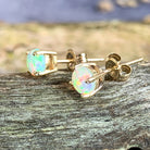 One pair of 9kt Yellow Gold 5mm Round Crystal Opal studs - Masterpiece Jewellery Opal & Gems Sydney Australia | Online Shop