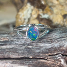 Sterling Silver oval 8x6mm Opal doublet split shank ring - Masterpiece Jewellery Opal & Gems Sydney Australia | Online Shop