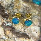 Pair of Gold plated sterling silver 6.5mm Round Opal doublets studs - Masterpiece Jewellery Opal & Gems Sydney Australia | Online Shop