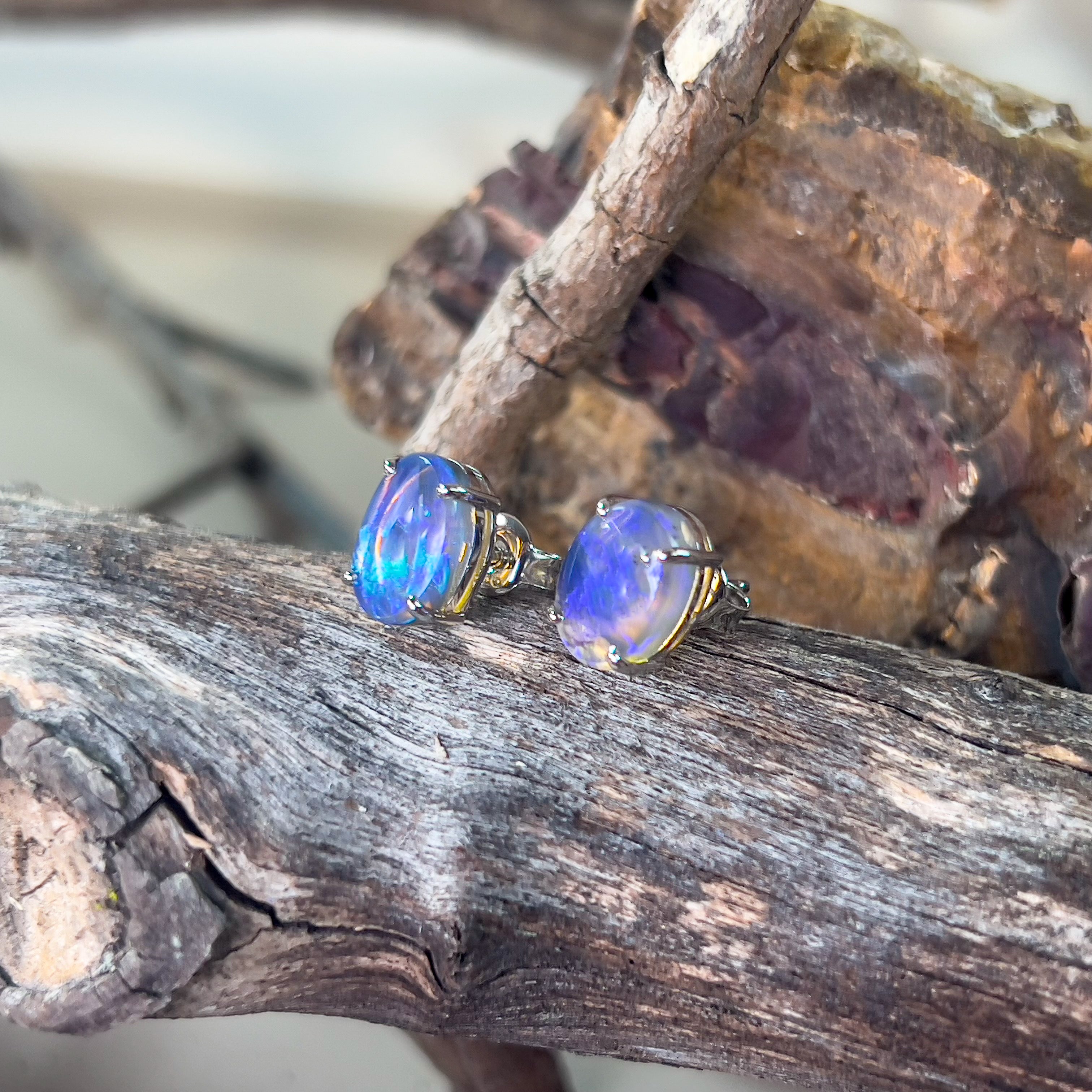Sterling Silver Black Blue Opal 3.26ct claw set - Masterpiece Jewellery Opal & Gems Sydney Australia | Online Shop