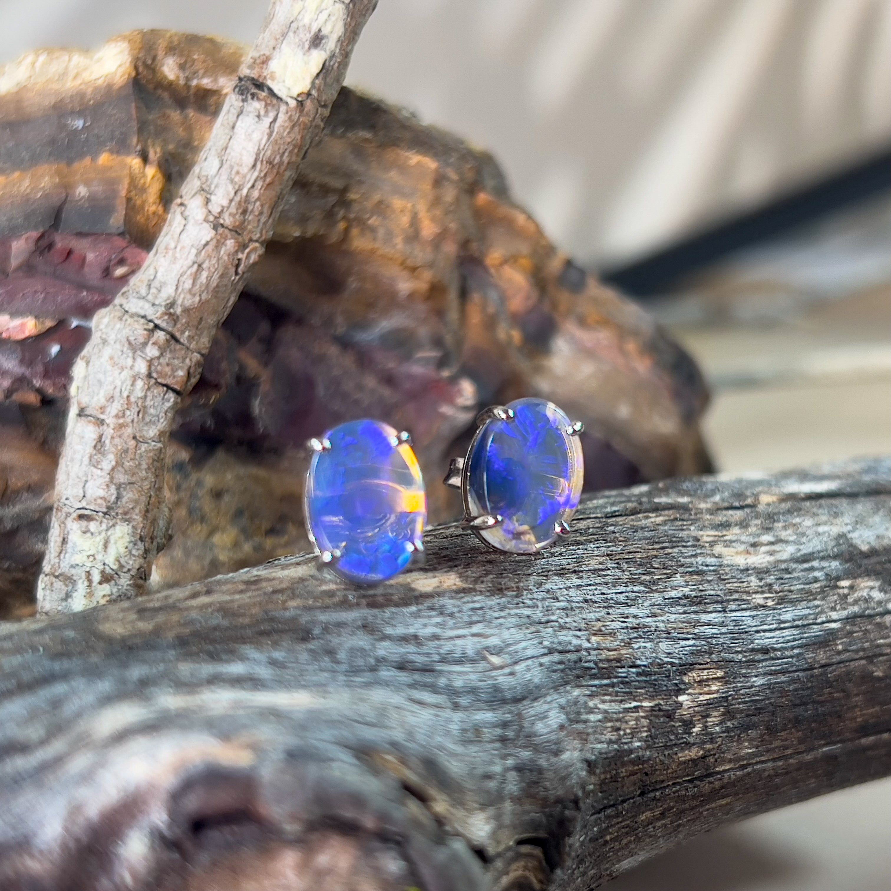 Sterling Silver Black Blue Opal 3.26ct claw set - Masterpiece Jewellery Opal & Gems Sydney Australia | Online Shop