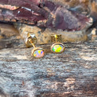 14kt Yellow gold black opal crystal 0.2ct studs` - Masterpiece Jewellery Opal & Gems Sydney Australia | Online Shop