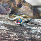 18kt Yellow Gold Black Opal 0.26ct and Diamond cross over ring - Masterpiece Jewellery Opal & Gems Sydney Australia | Online Shop