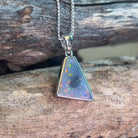 Sterling Silver Black Opal trapezoid shape pendant - Masterpiece Jewellery Opal & Gems Sydney Australia | Online Shop