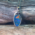 Sterling Silver Opal doublet pendant freeform blue red - Masterpiece Jewellery Opal & Gems Sydney Australia | Online Shop