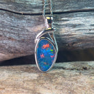 Sterling Silver Opal doublet pendant freeform blue red - Masterpiece Jewellery Opal & Gems Sydney Australia | Online Shop