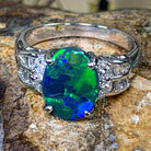 PLATINUM BLACK OPAL AND DIAMOND RING - Masterpiece Jewellery Opal & Gems Sydney Australia | Online Shop