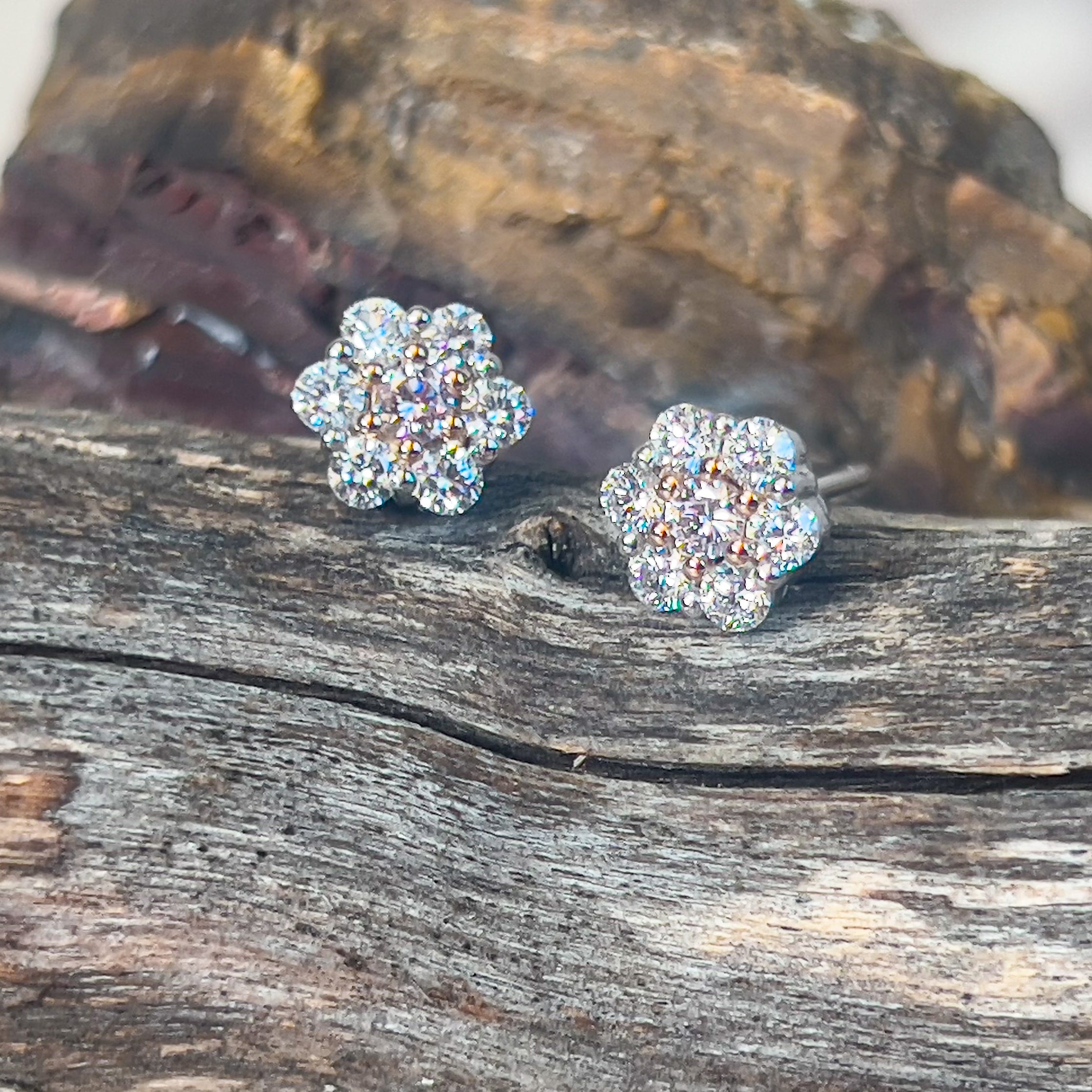 Platinum White Gold Pink 0.21 and White 0.84ct Diamond studs - Masterpiece Jewellery Opal & Gems Sydney Australia | Online Shop