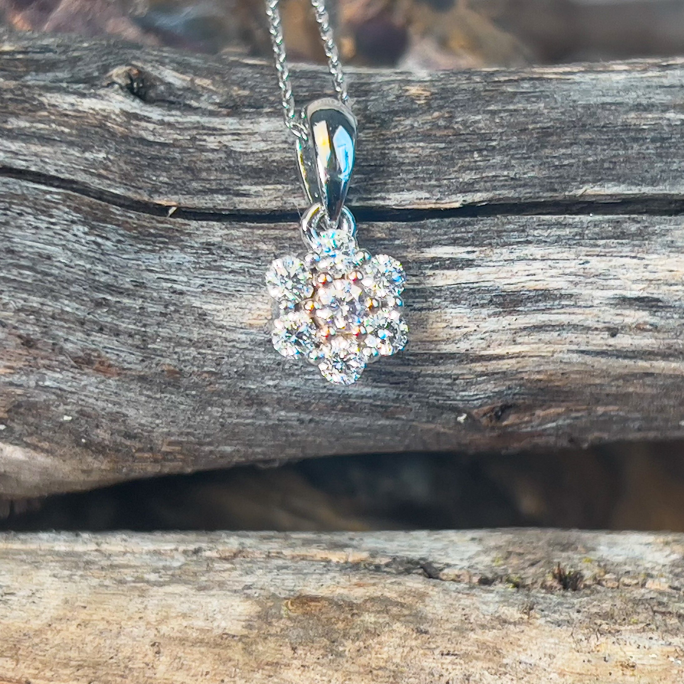 Platinum Pink 0.1ct and White Diamond 0.35ct cluster pendant - Masterpiece Jewellery Opal & Gems Sydney Australia | Online Shop