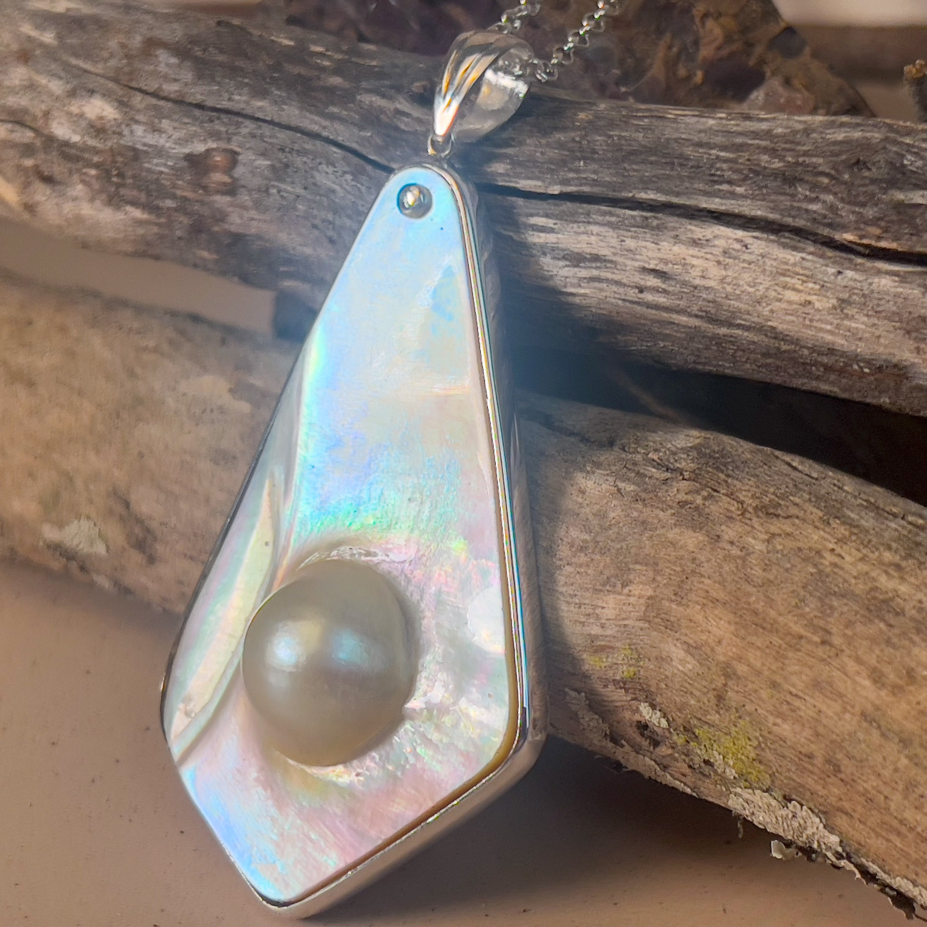 Sterling Silver Freeform Mabe Pearl pendant - Masterpiece Jewellery Opal & Gems Sydney Australia | Online Shop