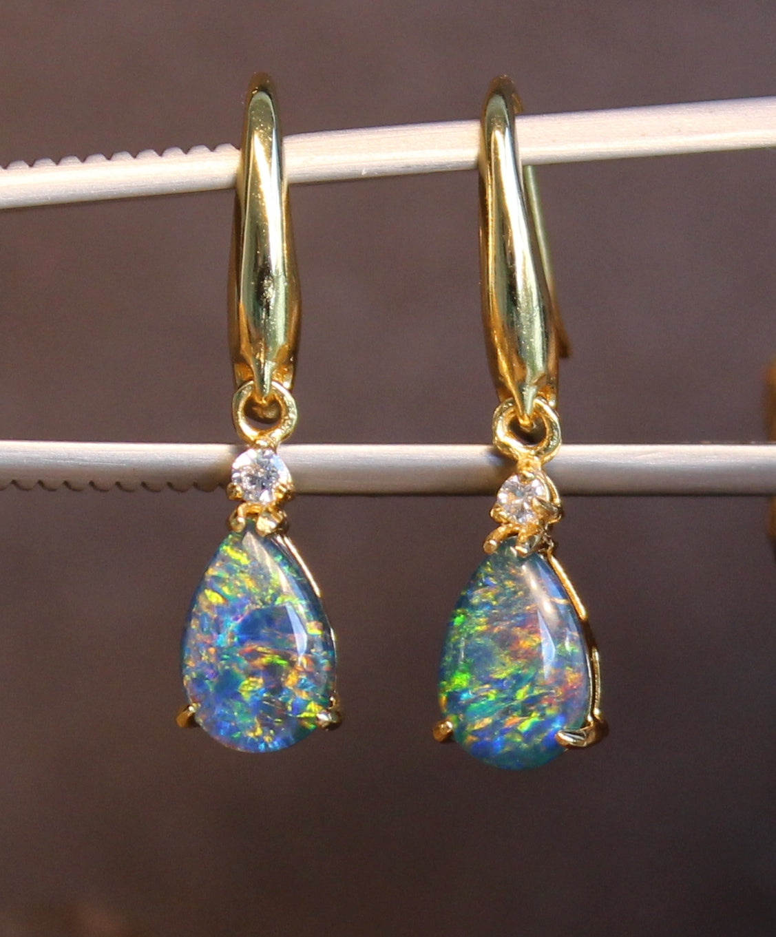 Silver Gold Plated Opal triplet earrings - Masterpiece Jewellery Opal & Gems Sydney Australia | Online Shop