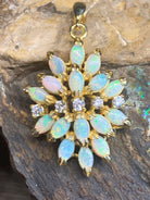 STERLING SILVER GOLD PLATED FLORAL OPAL PENDANT - Masterpiece Jewellery Opal & Gems Sydney Australia | Online Shop