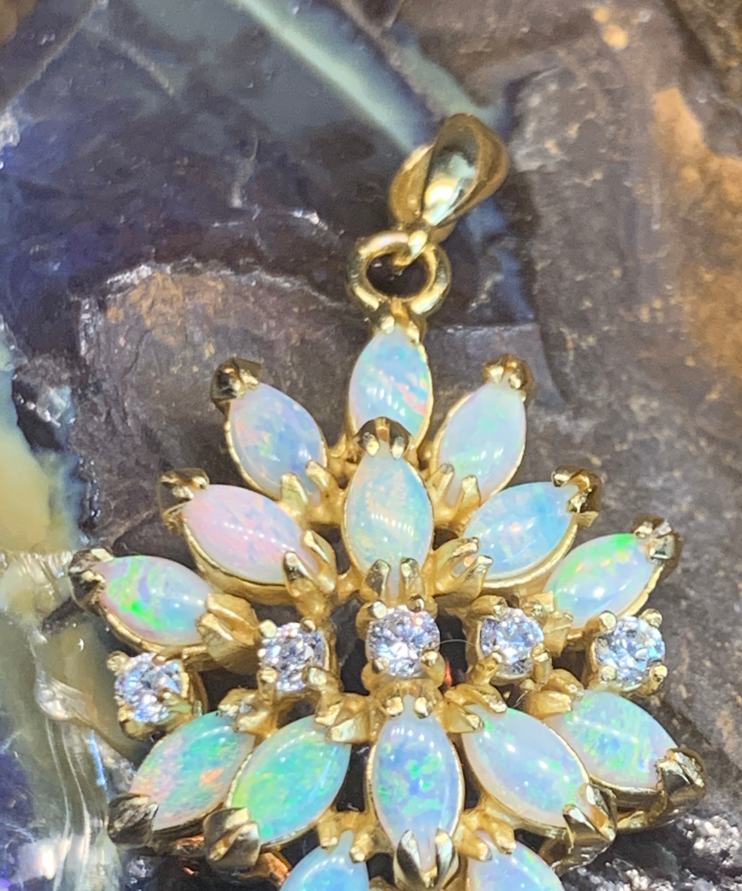 STERLING SILVER GOLD PLATED FLORAL OPAL PENDANT - Masterpiece Jewellery Opal & Gems Sydney Australia | Online Shop