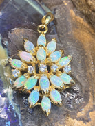 STERLING SILVER GOLD PLATED FLORAL OPAL PENDANT - Masterpiece Jewellery Opal & Gems Sydney Australia | Online Shop