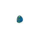 Australian opal doublet 0.70ct freeform, green and gold over teal, on a white background