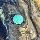 Loose solid crystal opal 3.25ct, round 12.6mm, yellow and green, ready for a custom setting, on rock