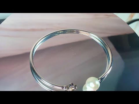 Sterling Silver bangle 9mm South Sea Pearl open design Masterpiece Jewellery Opal Gems Sydney Australia Online Shop