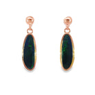 16 x 6mm freeform Australian opal doublet earrings in rose gold-plated silver