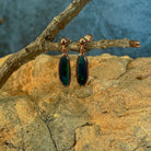 rose gold-plated silver Australian opal doublet earrings with 16 x 6mm freeform stones
