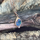 12 x 9mm Australian opal doublet pendant in rose gold-plated silver, red, blue and green