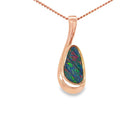 12 x 7mm freeform Australian opal doublet pendant in rose gold-plated silver